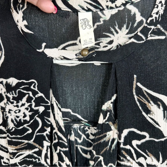 Free People Tree Swing Tunic Dress Black & White Floral Long Sleeve XS - Picture 6 of 12